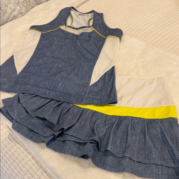 Lucky in Love White and Yellow Tennis skirt and top - Picture 1 of 6